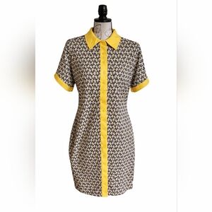 Like an Angel Geometric Dress Yellow Collar Size 1X